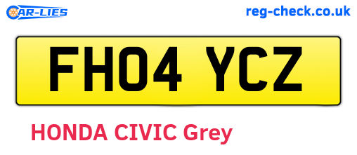 FH04YCZ are the vehicle registration plates.