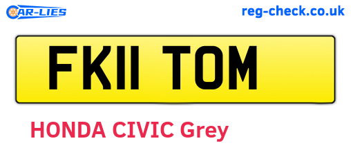 FK11TOM are the vehicle registration plates.