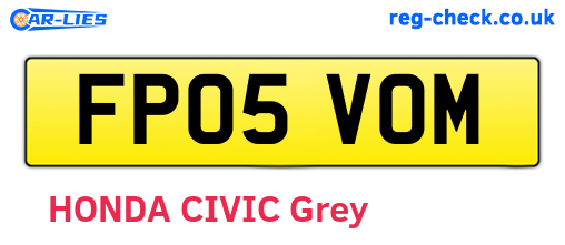 FP05VOM are the vehicle registration plates.