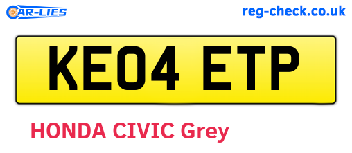 KE04ETP are the vehicle registration plates.