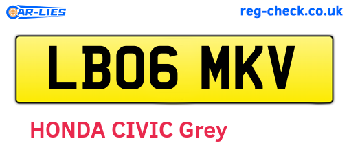 LB06MKV are the vehicle registration plates.