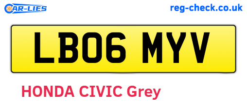 LB06MYV are the vehicle registration plates.