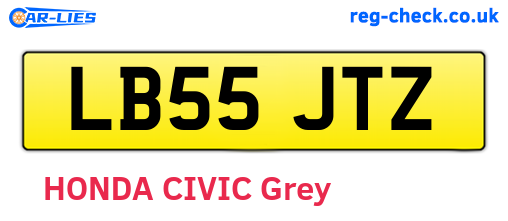 LB55JTZ are the vehicle registration plates.