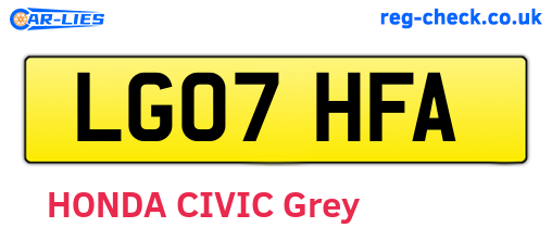 LG07HFA are the vehicle registration plates.