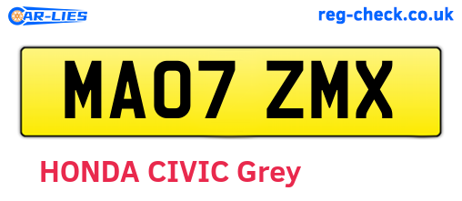 MA07ZMX are the vehicle registration plates.
