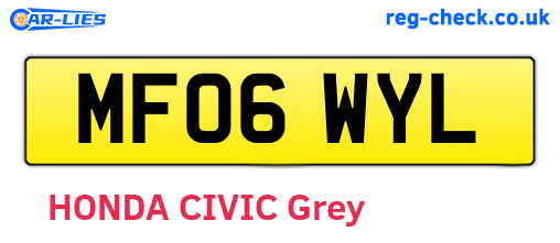 MF06WYL are the vehicle registration plates.