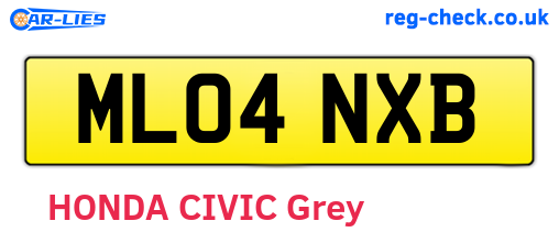ML04NXB are the vehicle registration plates.