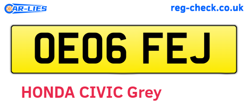 OE06FEJ are the vehicle registration plates.