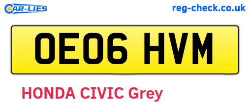 OE06HVM are the vehicle registration plates.