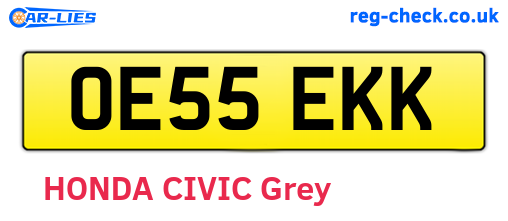 OE55EKK are the vehicle registration plates.