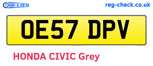 OE57DPV are the vehicle registration plates.