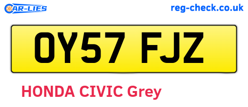 OY57FJZ are the vehicle registration plates.
