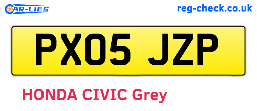 PX05JZP are the vehicle registration plates.