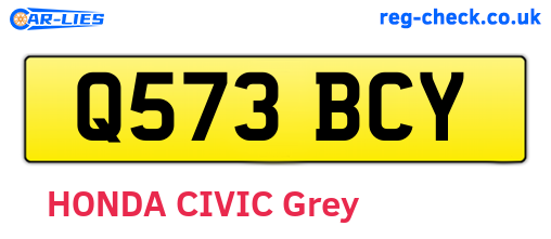 Q573BCY are the vehicle registration plates.