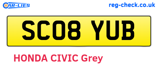 SC08YUB are the vehicle registration plates.