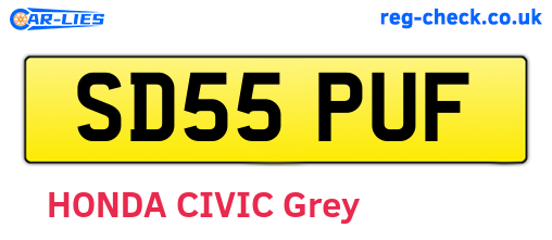 SD55PUF are the vehicle registration plates.