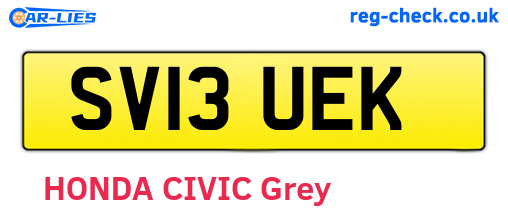 SV13UEK are the vehicle registration plates.