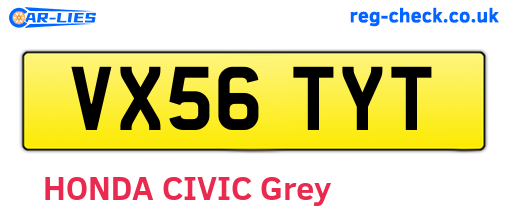 VX56TYT are the vehicle registration plates.