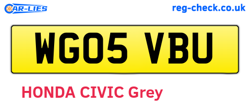 WG05VBU are the vehicle registration plates.