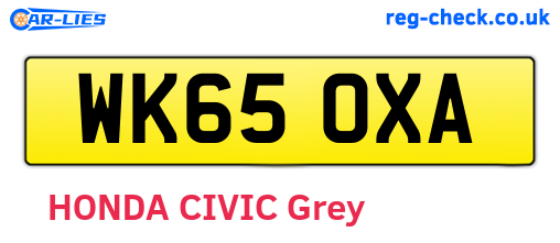 WK65OXA are the vehicle registration plates.