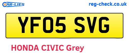 YF05SVG are the vehicle registration plates.