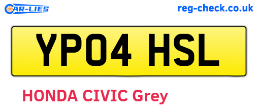 YP04HSL are the vehicle registration plates.