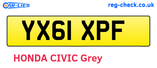 YX61XPF are the vehicle registration plates.