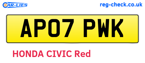AP07PWK are the vehicle registration plates.