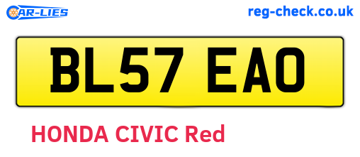 BL57EAO are the vehicle registration plates.