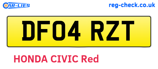 DF04RZT are the vehicle registration plates.