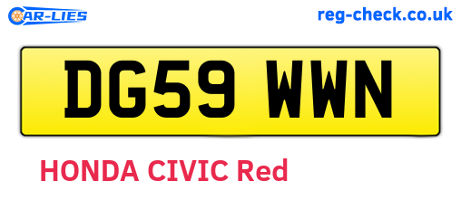 DG59WWN are the vehicle registration plates.