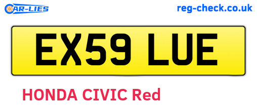 EX59LUE are the vehicle registration plates.