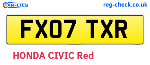 FX07TXR are the vehicle registration plates.