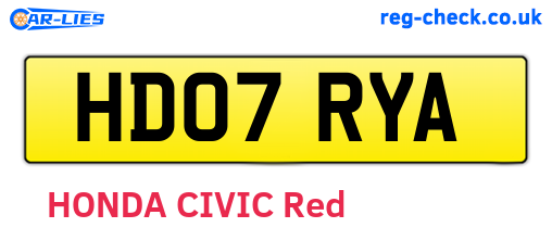 HD07RYA are the vehicle registration plates.