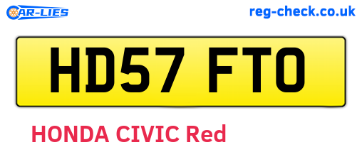 HD57FTO are the vehicle registration plates.