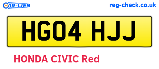 HG04HJJ are the vehicle registration plates.