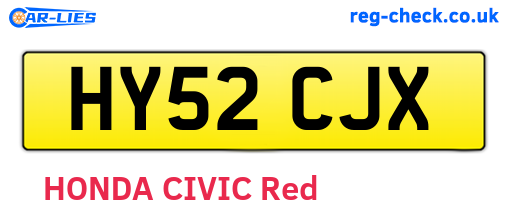 HY52CJX are the vehicle registration plates.