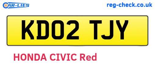 KD02TJY are the vehicle registration plates.