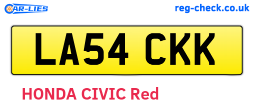LA54CKK are the vehicle registration plates.