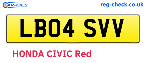 LB04SVV are the vehicle registration plates.