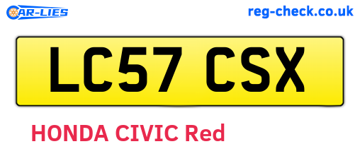LC57CSX are the vehicle registration plates.