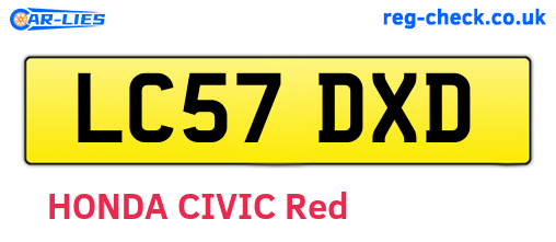 LC57DXD are the vehicle registration plates.