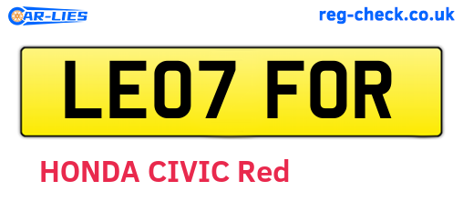 LE07FOR are the vehicle registration plates.