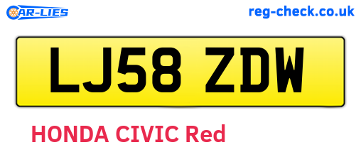 LJ58ZDW are the vehicle registration plates.