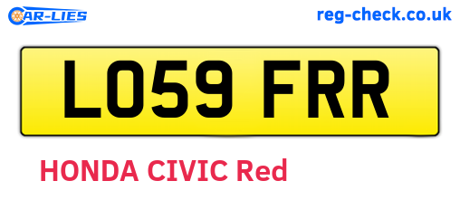 LO59FRR are the vehicle registration plates.