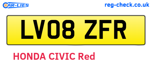 LV08ZFR are the vehicle registration plates.