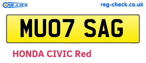 MU07SAG are the vehicle registration plates.
