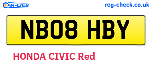 NB08HBY are the vehicle registration plates.