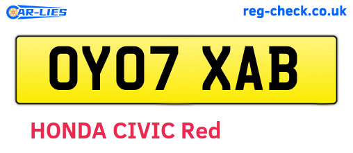 OY07XAB are the vehicle registration plates.
