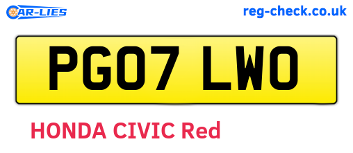 PG07LWO are the vehicle registration plates.